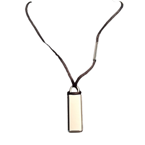 Chico's Black Cord Necklace with Silver Rectangular Pendant